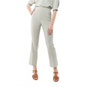 Ann Mashburn Fayette Flare Cropped Pant Olive Bengal Stripe NWT Large